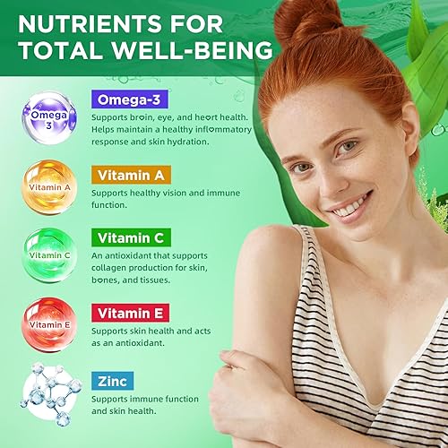 Miniatura 4 de Gomitas veganas Omega-3 de 1000 mg, alternativa de aceite de pescado Omega 3 para adultos, DHA a base de algas 600 mg y EPA 300 mg + vitaminas A, C,