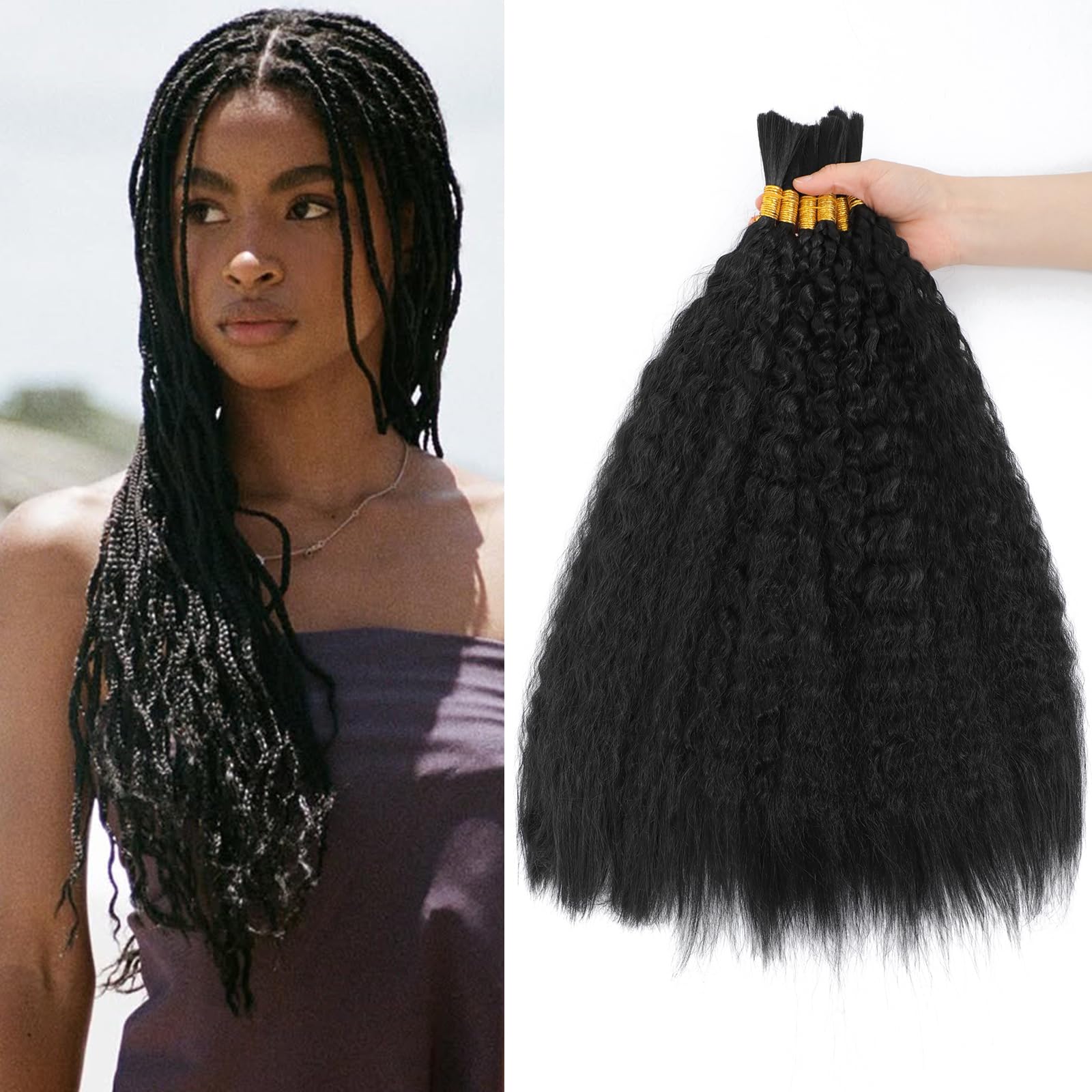 XIIMENALU Kinky Straight Wavy Braiding Hair for Boho Braids Wet and ...