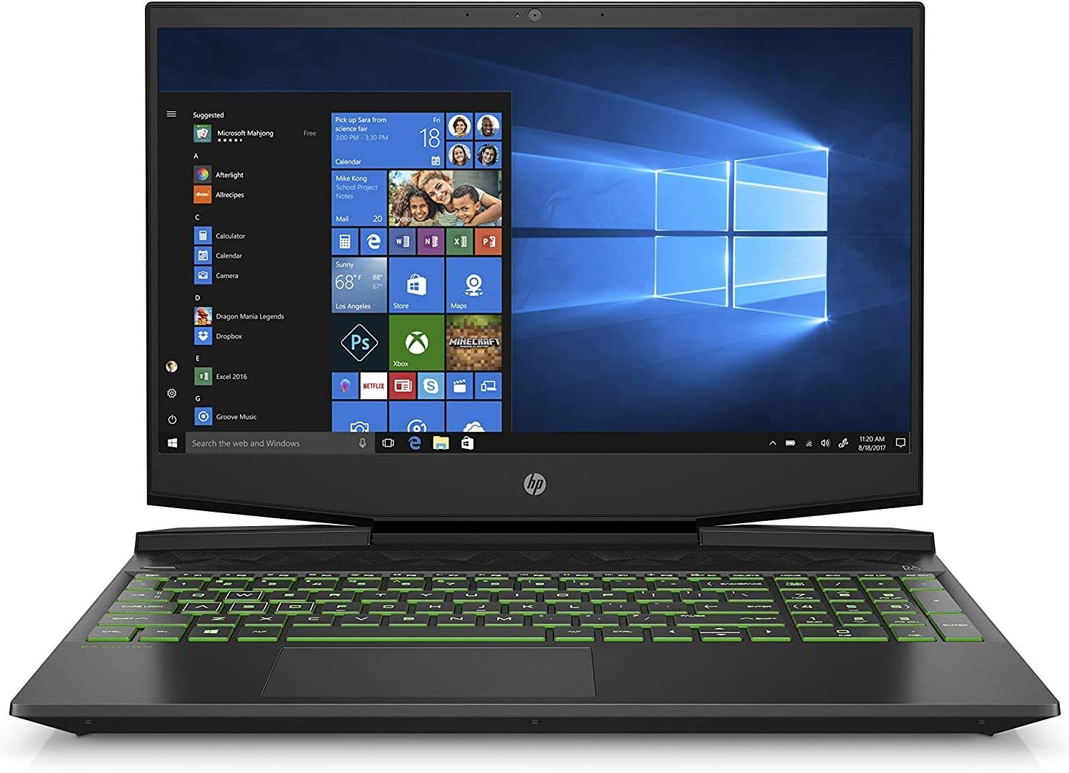 Pavilion Gaming 15.6-Inch Micro-EDGE Laptop, Intel Core i5-9300H Processor, NVIDIA GeForce GTX 1650 (4 GB), 8 GB SDRAM, 256 GB SSD, Windows 10 Home (15-dk0020nr, Shadow Black/Acid Green)