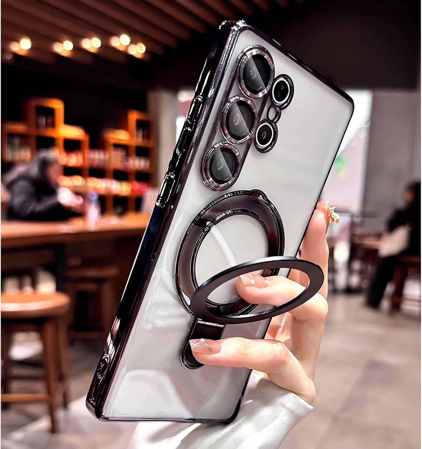 LXK Magnetic for Samsung Galaxy S26 Ultra Case with Stand, Compatible with MagSafe, with Camera Protector, Clear Luxury Military-Grade Drop Protection iPhone Case for Galaxy S26 Ultra 6.9" Black
