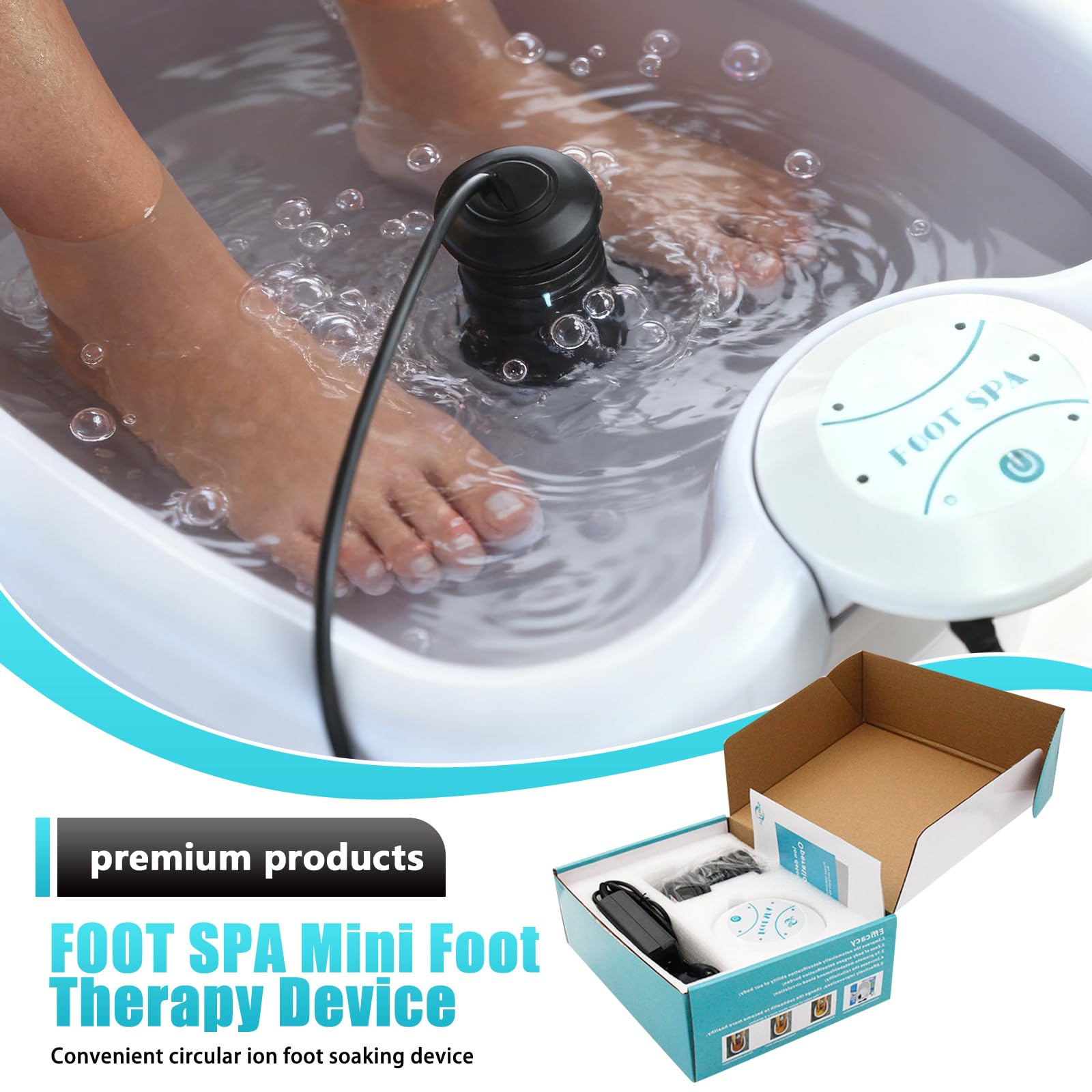 Baño de pies de iones, baño de pies por electrólisis, desintoxicación portátil, sistema de baño de pies desintoxicante, dispositivo compacto de spa iónico (sin cuenca)