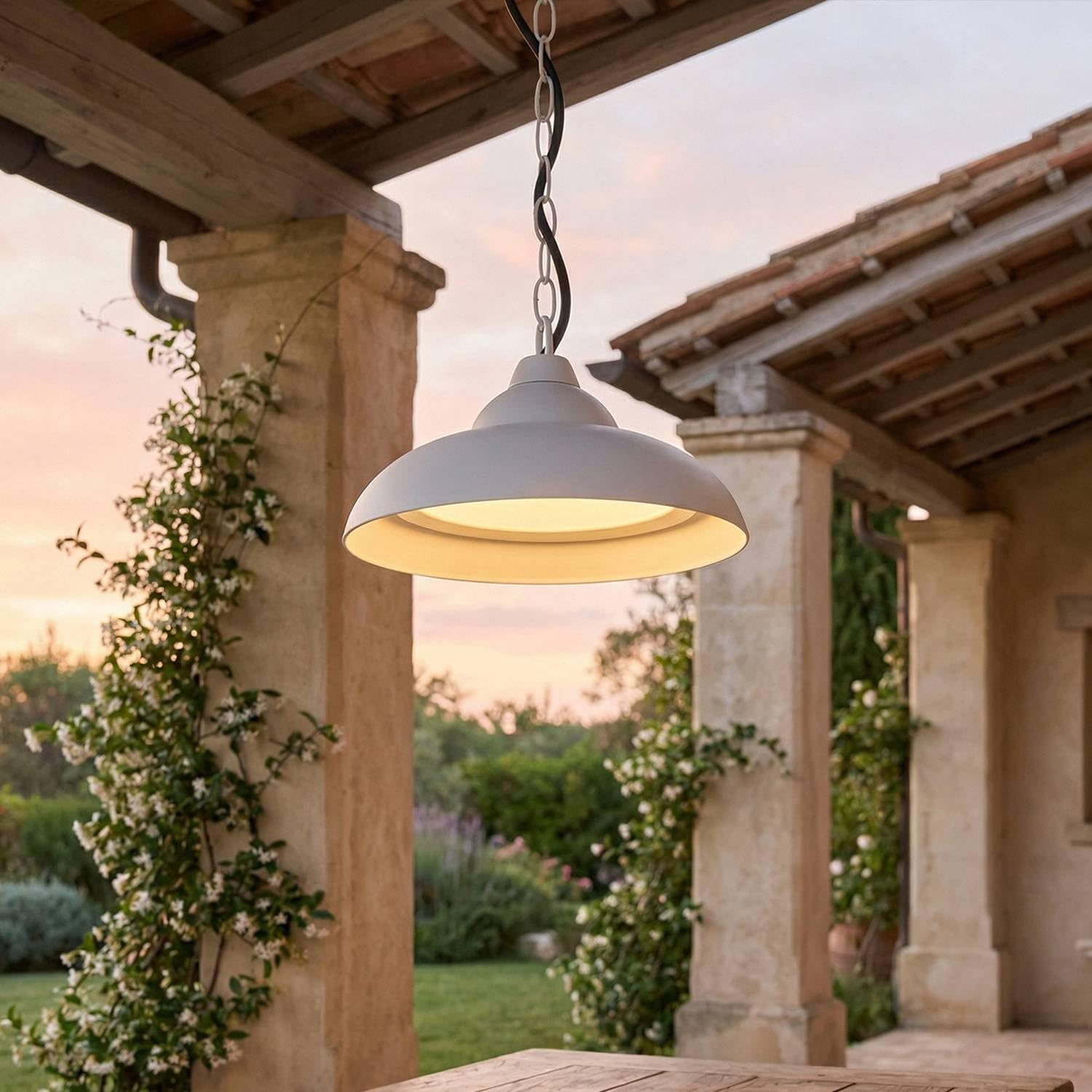 Lampe suspendue LED extérieur Ø 25 cm H 73 cm IP54 Blanc 3000 K 640 lm Aluminium