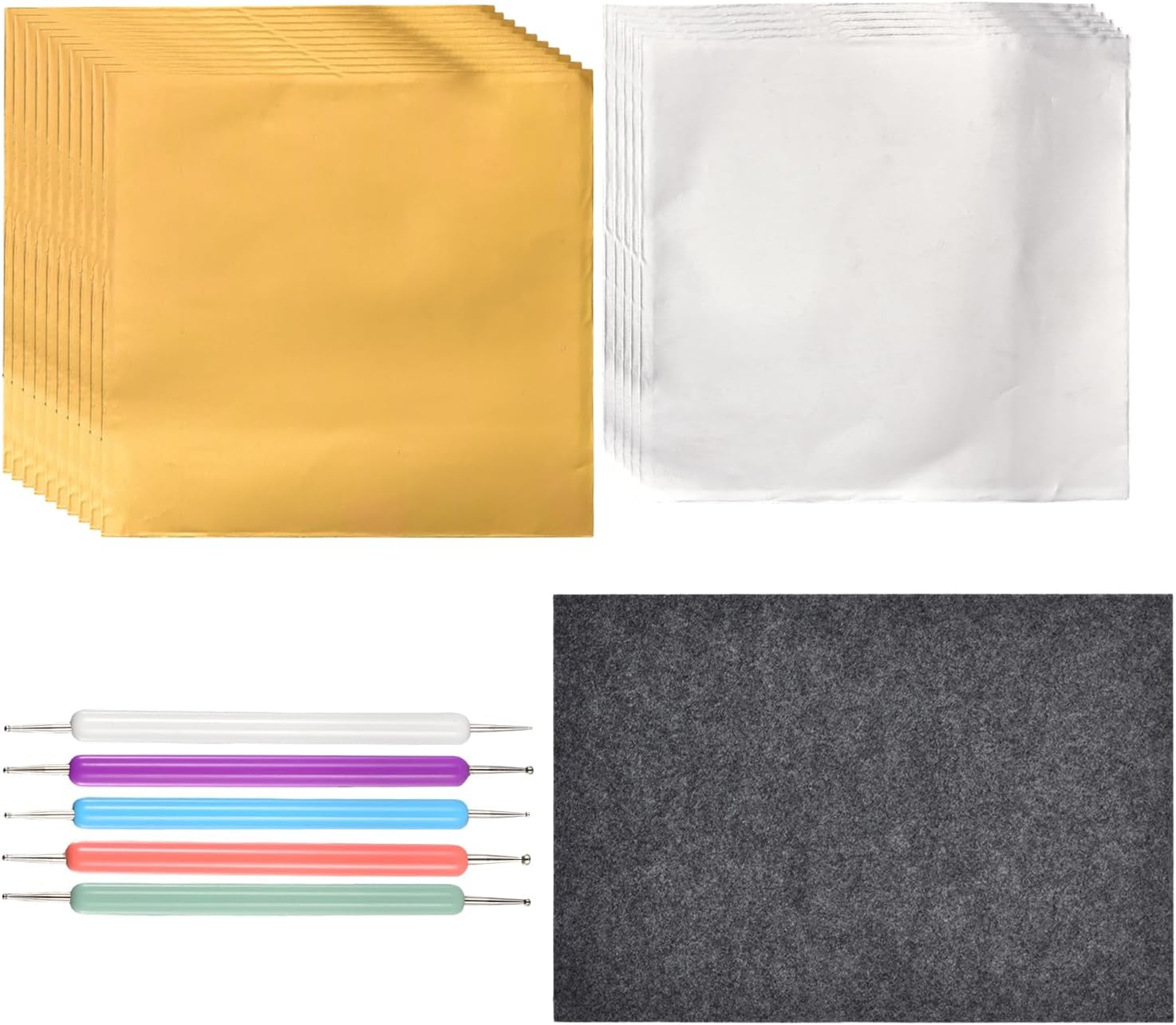 Foil Embossing Kit, Decorative Foil Embossing Kit, Double-Sided with Felt Pad, Aluminum Foils Embossings with Pens, DIY Foils Art Kits for Painting Engraving Decor Greeting Card Making Professional