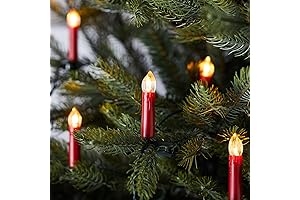 Inc. 50 Warm White LED Red Flameless Christmas Candle Indoor String Lights with Tree Clips