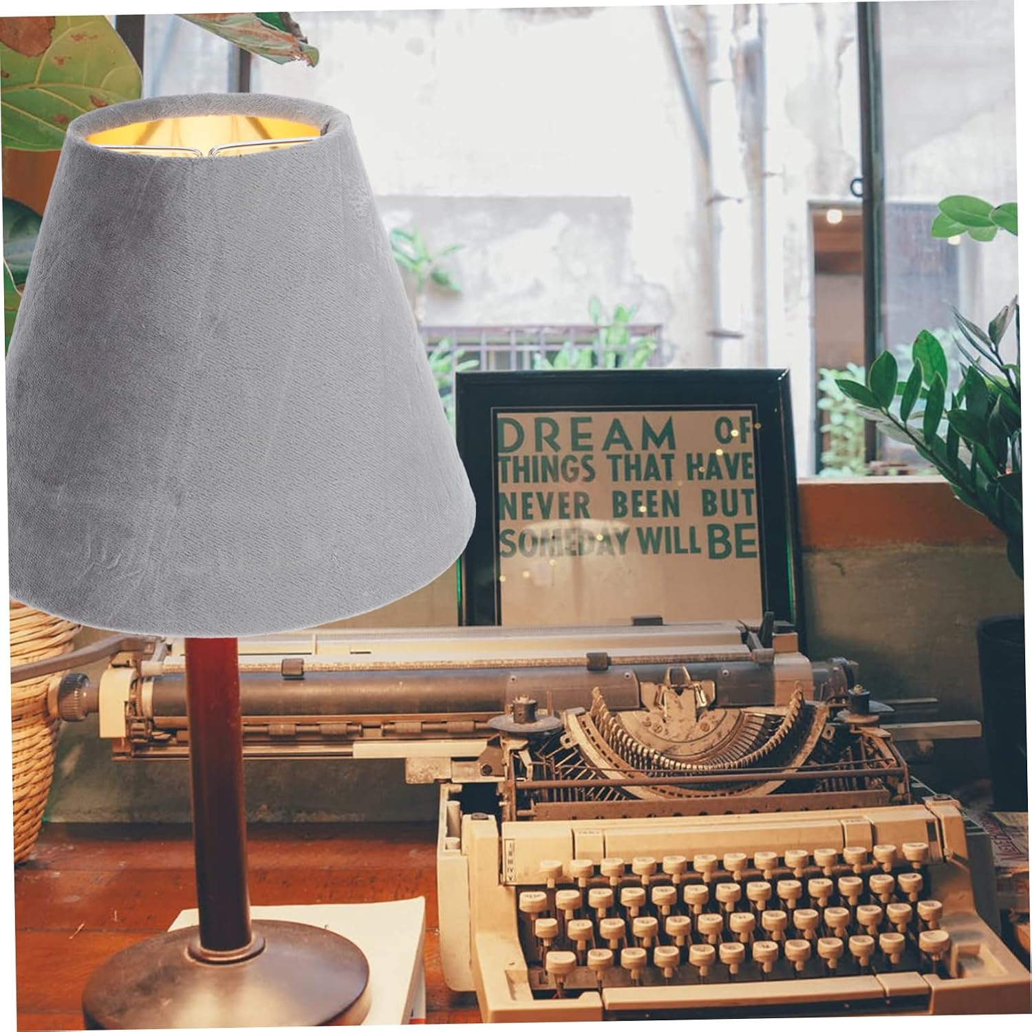 Chic Velvet Lamp Shade Gold Lining Multi-function Cloth Cover for Desk Bedside and Table Lamps and Stylish Home Decor Accessory Light Gray