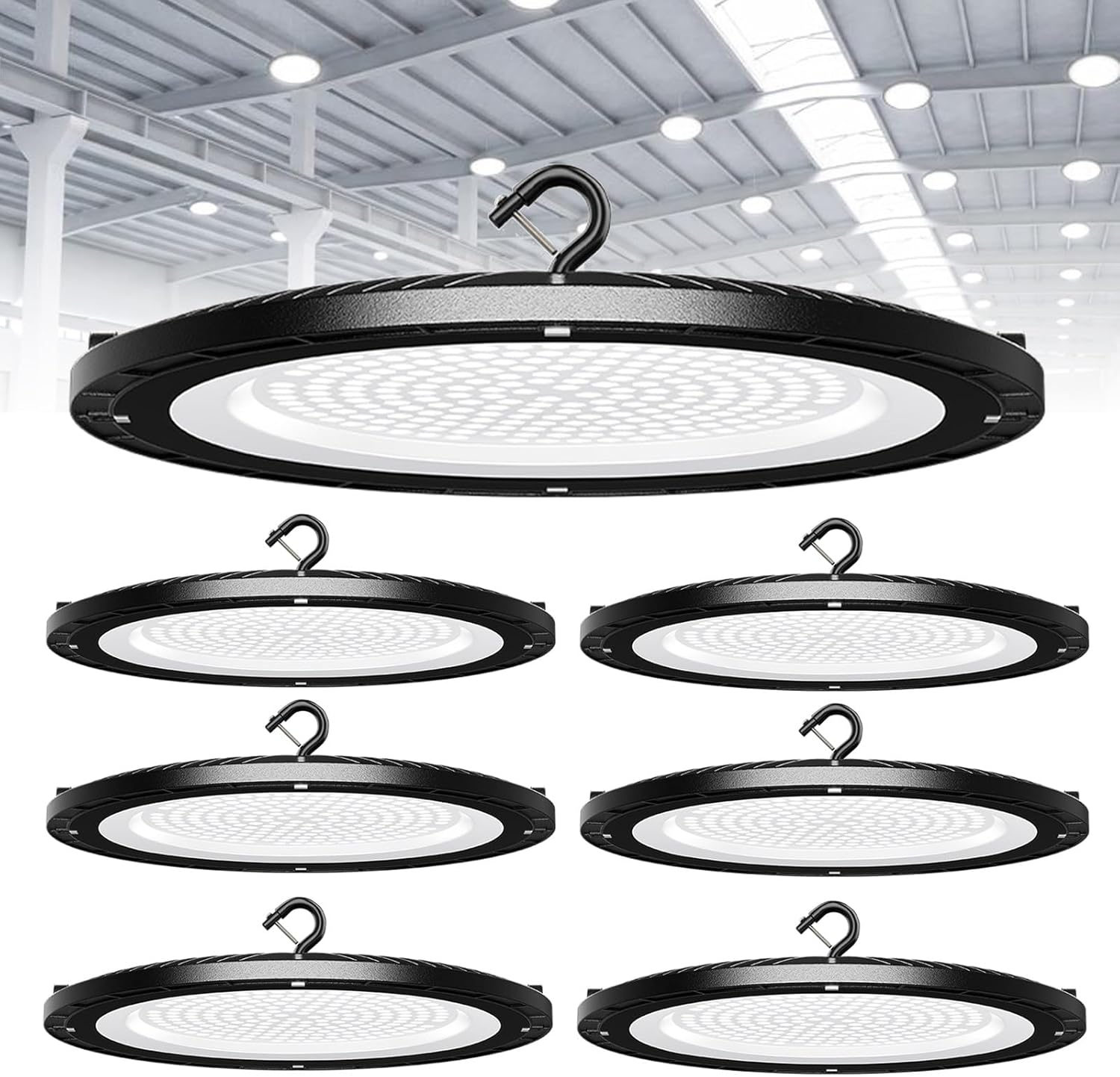 300W UFO LED High Bay Light 6 Pack, ETL Listed High Bay LED Shop Light 33,000LM 100-110LM/W Lamp Wide Voltage AC100-277V for Warehouse Factory Barn(2pcs,100w)