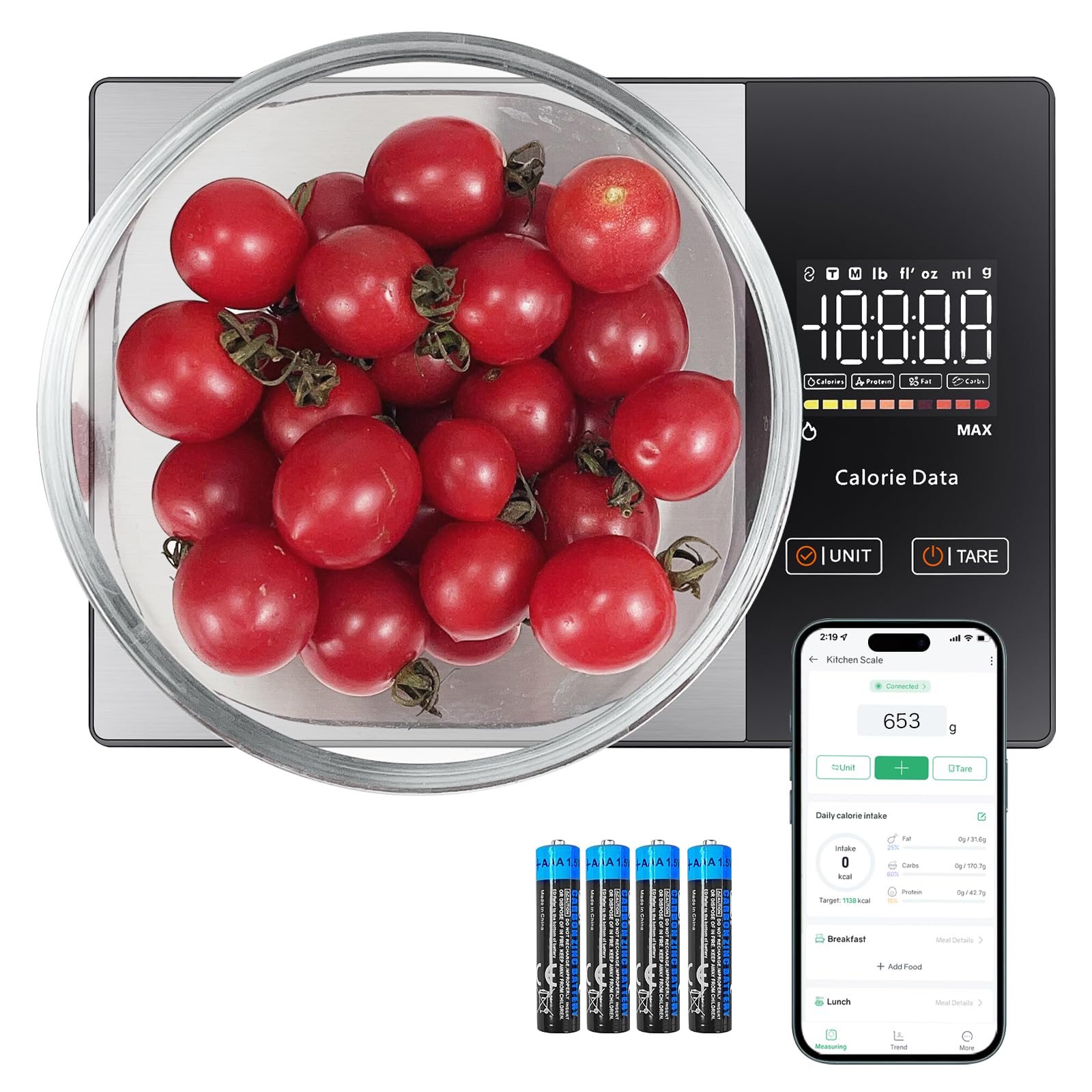 Fitdays Smart Food Scale with Nutritional Calculator for Weight Loss & Fitness, Calorie Counting Scale with 23 Nutrients Tracking & LED Display, Bluetooth Sync Free App, 5kg Capacity (KN2432W-UK)-image-36