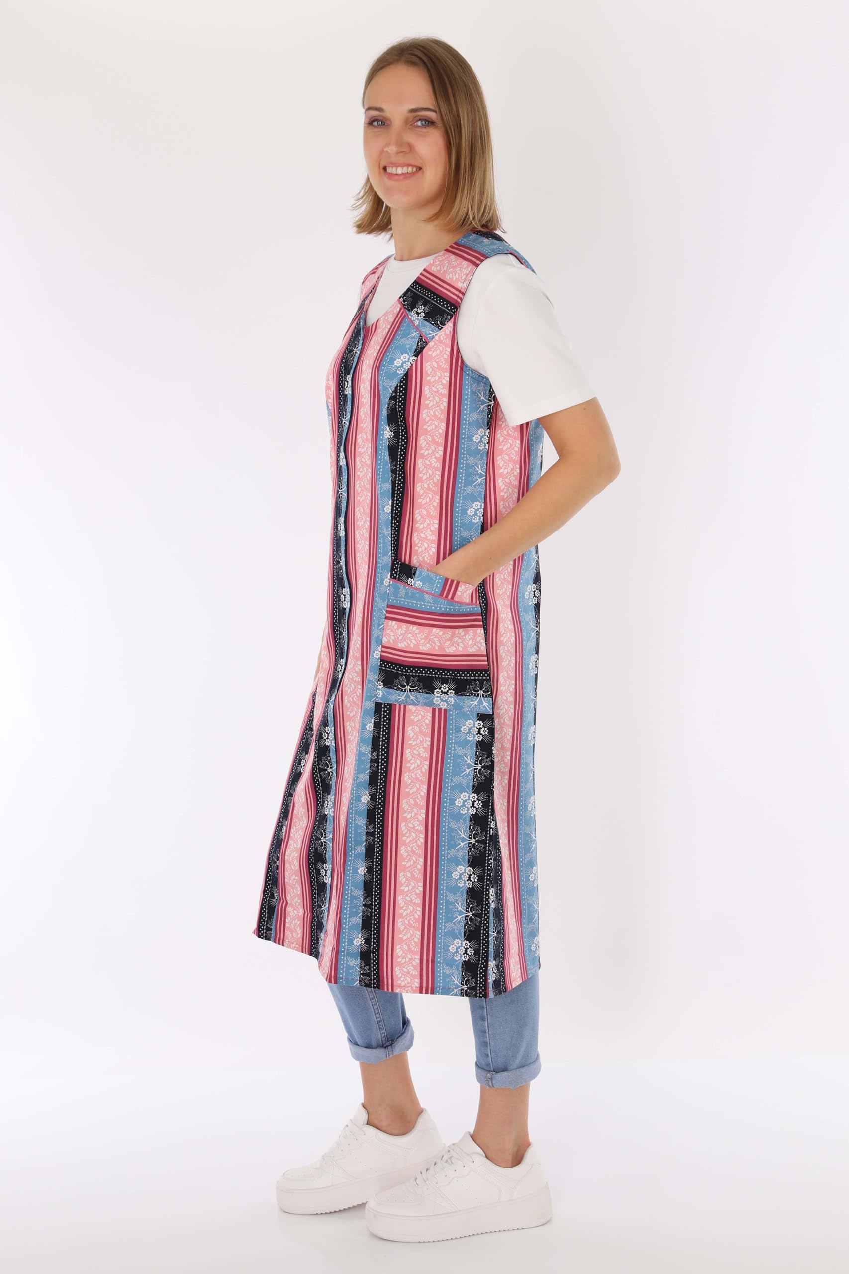 Grembiule da cucina in cotone con chiusura lampo, Lilla, 46