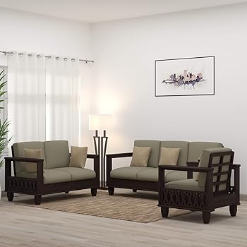 Mamta Decoration Solid Sheesham Wood Sofa Sets For Living Room 3 2 1 Walnut Dark Brown Amazon In Home Kitchen