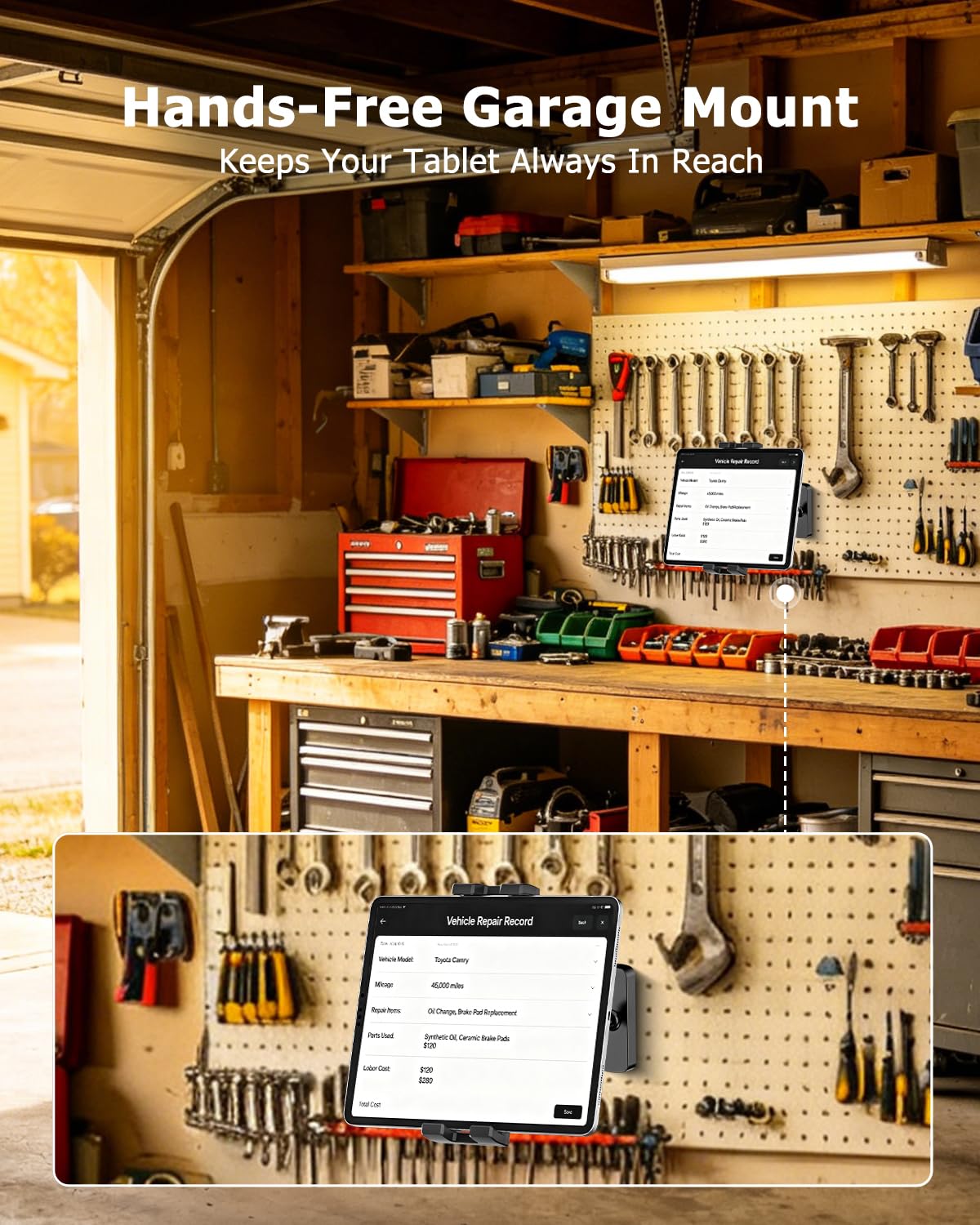 Extrem Stark Magnetische Tablet Halterung für Fitnessstudio Kühlschrank Garage Werkbank Metallregal [Tragbar & Stabil] Magnethalterung mit Metallfuß für iPad, Galaxy Tab, Z Fold, Fire, Handy