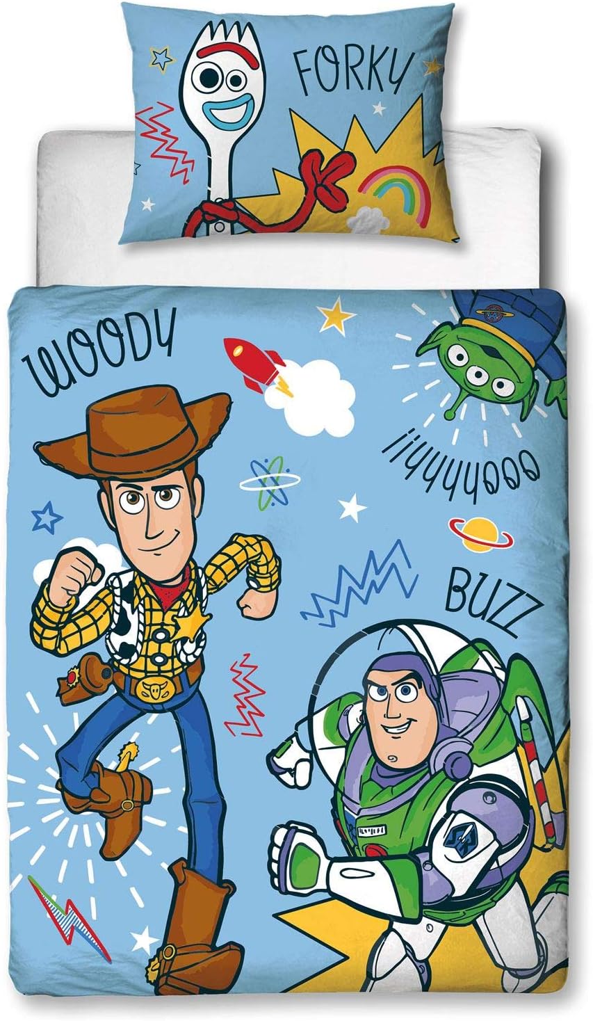 Official Toy Story 4 Junior Toddler Roar Cot Bed Duvet Cover | Woody, Buzz Lightyear & Friends Design | Children’s Kids Bedding Set & Pillowcase