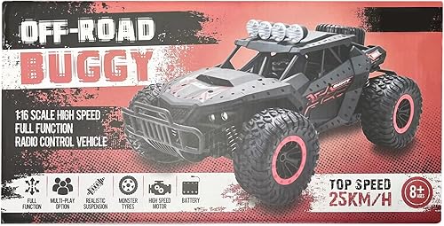 Miniatura 7 de Coche de control remoto 116 Camión de control remoto 2WD de alta velocidad 15.5 mih Todo Terreno Off-Road RC Car 2.4Ghz Monster Truck Dos baterías