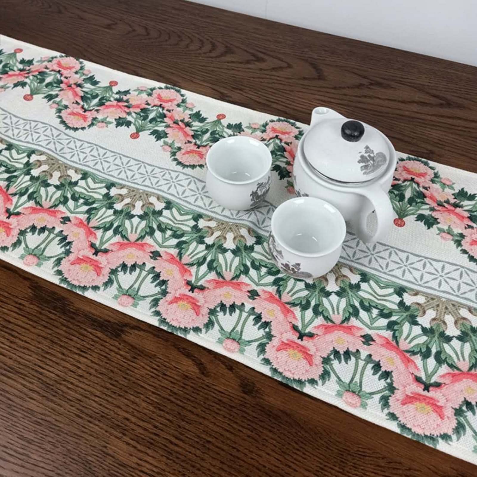 Mantel Camino de Mesa, Centro de Mesa Decorativo Moderno Comedor Flor de Peonía Flor de Peonía Estilo 1 Poliéster 32x190CM