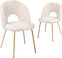 Vista 1 de CangLong Juego de 2 sillas de comedor de terciopelo con patas de metal para sala de estar, cocina, color blanco