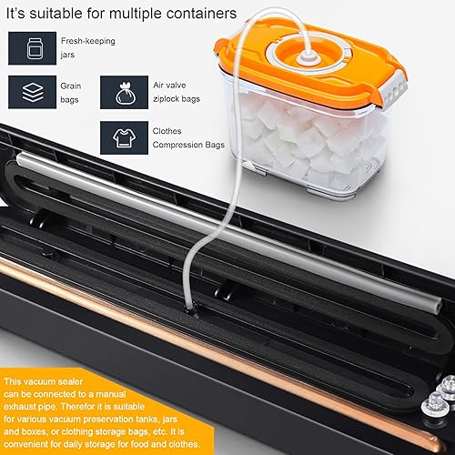 Miniatura 2 de Sellador al vacío para conservación de alimentos/sellador de alimentos al vacío para el hogar, aire de vacío automático para frascos con válvula de