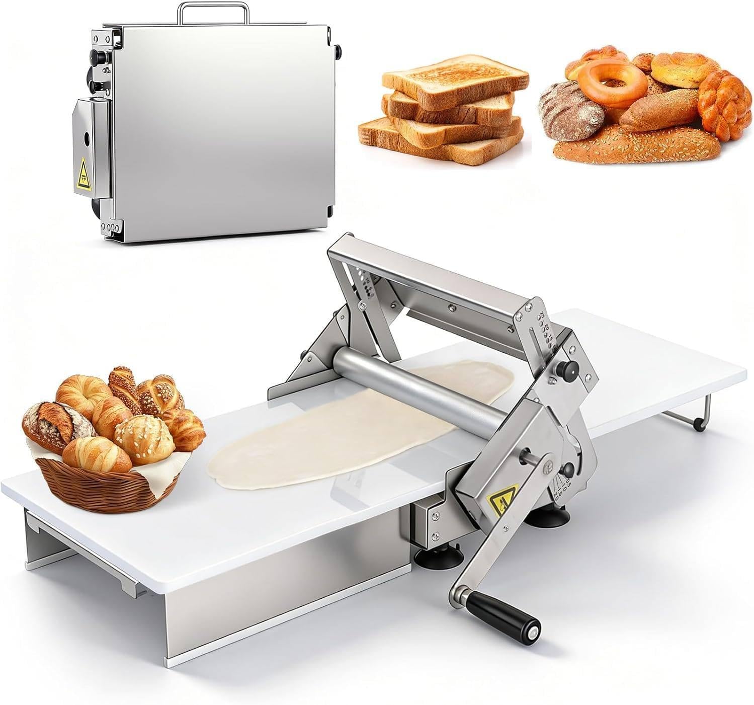 LMYYDES Commercial & Home Use Manual Foldable Dough Sheeter Machine for Bakery, Pizza, Croissant Pastry Roller with Adjustable Thickness 0.5-17.5mm/0.5-27mm 40x90cm