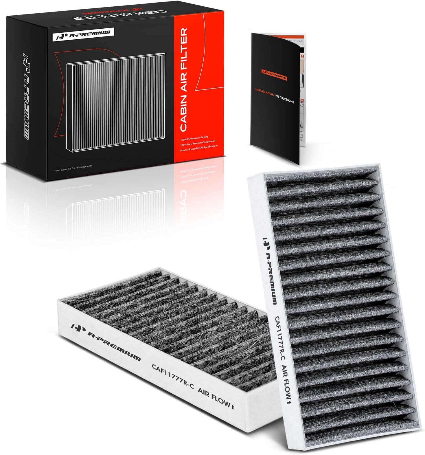 A-Premium 2-PC Cabin Air Filter with Activated Carbon Compatible with Jeep Models - Wrangler 2011 2012 2013 2014 2015 2016 2017, Wrangler JK 2018-3.6L 3.8L V6
