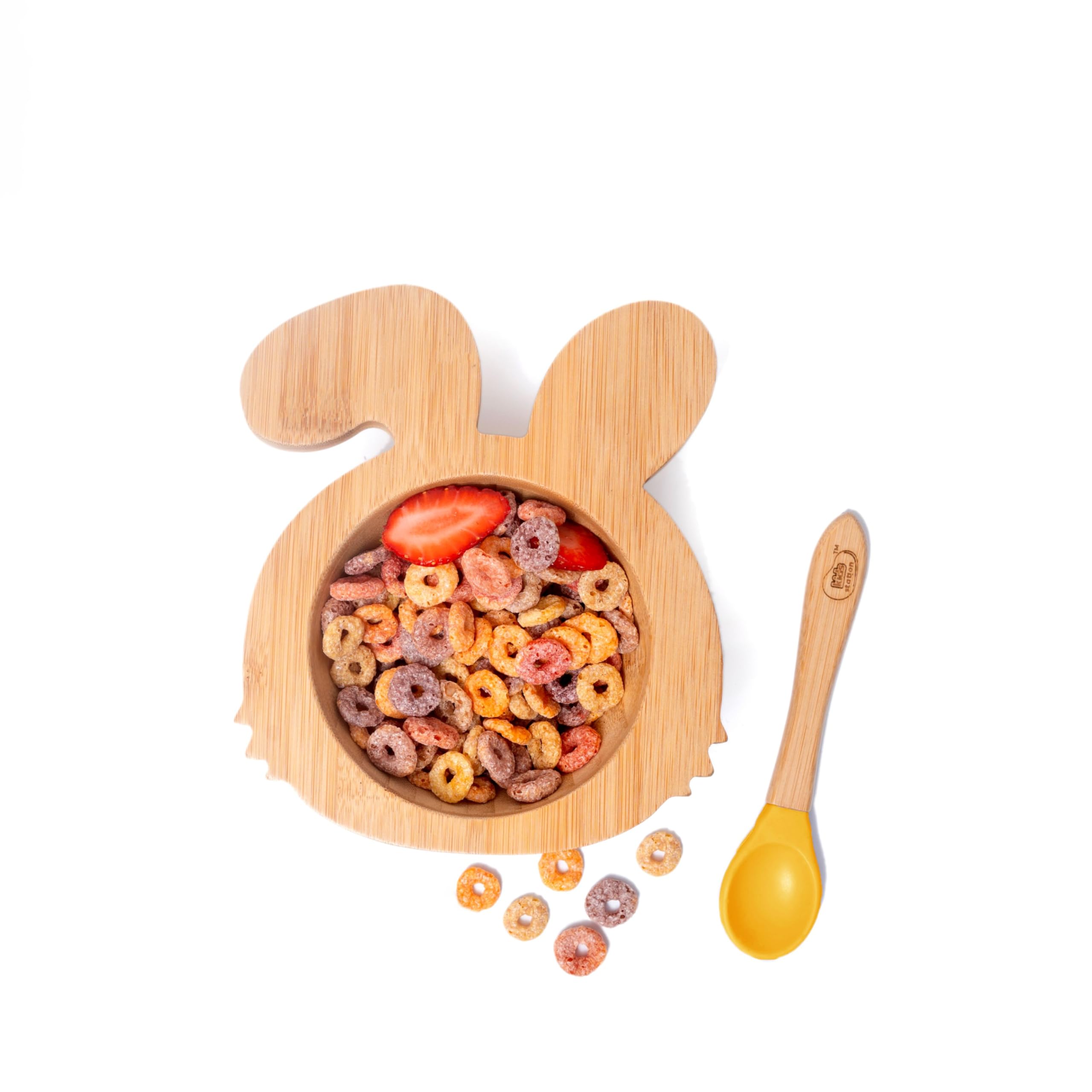 Kids Station 4 Piece Wooden Feeding Set for Babies - Rabbit Bowl, Suction Ring, Spoon and Fork - Reusable - Eco Friendly - Tableware Crockery Set for Weaning Toddler (Purple)-image-34