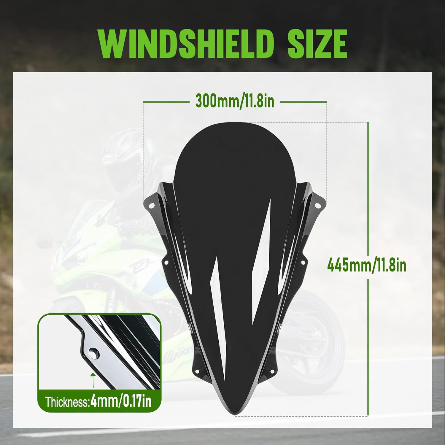 Motorcycle Windshield Deflector Double Bubble Windscreen Fit for Ninja ZX-4R ZX-4RR 2023 2024 2025 2026 ZX-25R 2020-2024 Wind Shield Screen Visor Flyscreen, Black
