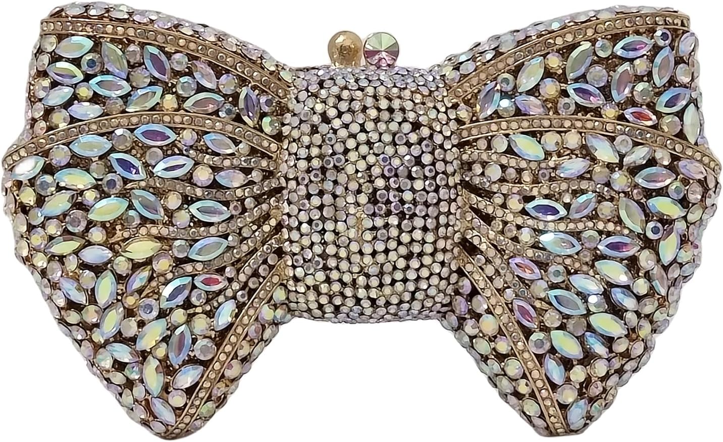HUANG ZHUANG Bowknot Luxury Crystal Clutch Women Glitter Rhinestone Evening Bag for Party Wedding