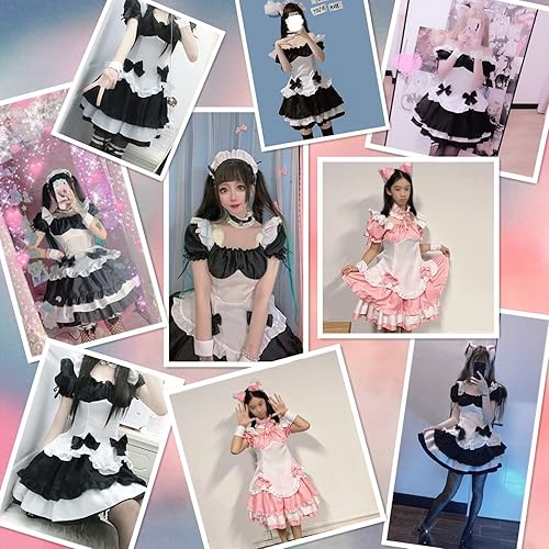 Miniatura 2 de Anime French Maid Lolita Fancy Queen Princess Dress Cosplay Disfraz Peludo Gato Oreja Guantes Calcetines Conjunto