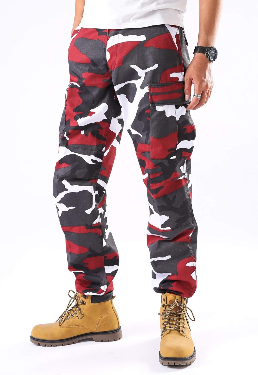 BACKBONE Mens Casual Street Fashion Camo Cargo Pants Army Combat Military BDU Pants Work Hunt Pants