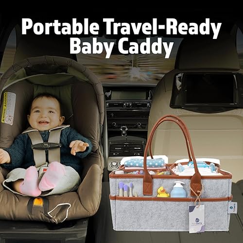 Miniatura 8 de Organizador de pañales para bebé, organizador de pañales con asa, cesta para guardería, con cambiadores y almacenamiento