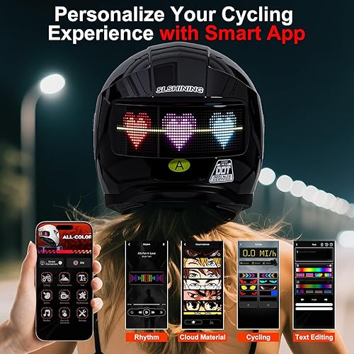 Miniatura 2 de Casco de Motocicleta - Casco Integral Aprobado por DOT (Control de Aplicación Inteligente), Casco de Motocicleta Compacto