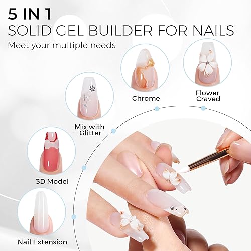 Miniatura 5 de TOMICCA Gel para esculpir uñas 3D para arte de uñas, 1.76 oz, gel no pegajoso para tallar a mano, gel de extensión de uñas UV LED, gel sólido