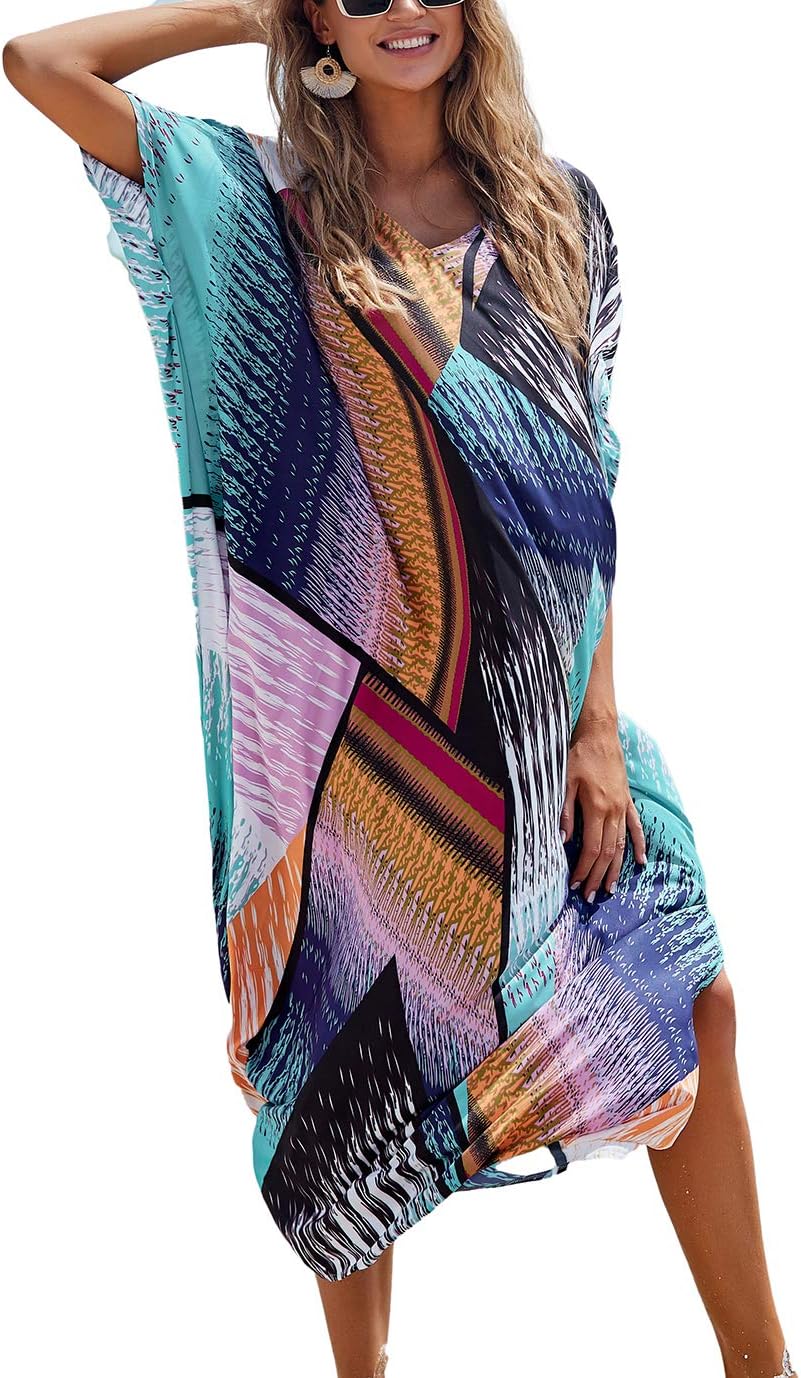 Eddoyee Loose Beach Kaftan Dresses for Women Caftan Swimsuit Cover Up