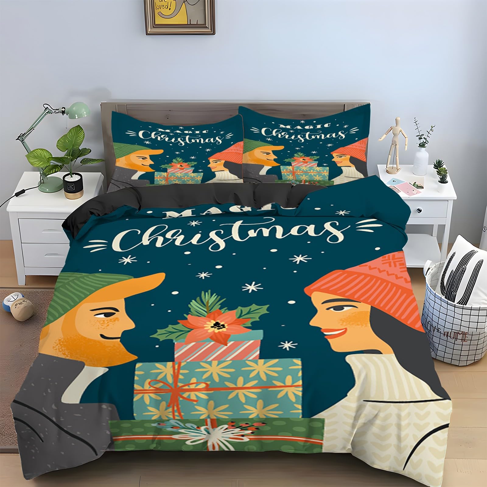 Housse de couette 200x200 de Noël douce en microfibre, le cadeau de vacances parfait et utile