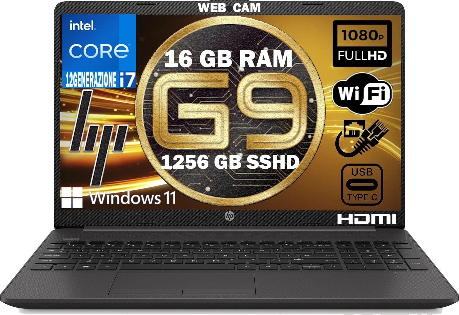 HP Notebook 250 G9 MODELLO 2024, Pc portatile Grey, Intel Core i7 1255U 12Th Gen 4,7Ghz, Ram 16Gb, SSD 1256Gb, Display 15.6 Full HD, Win 11 Pro, Libre Office, computer pronto utilizzo, MOUSE OMAGGIO HP Notebook 250 G9 MODELLO 2024, Pc portatile Grey, Intel Core i7 1255U 12Th Gen 4,7Ghz, Ram 16Gb, SSD 1256Gb, Display 15.6 Full HD, Win 11 Pro, Libre Office, computer pronto utilizzo, MOUSE OMAGGIO
