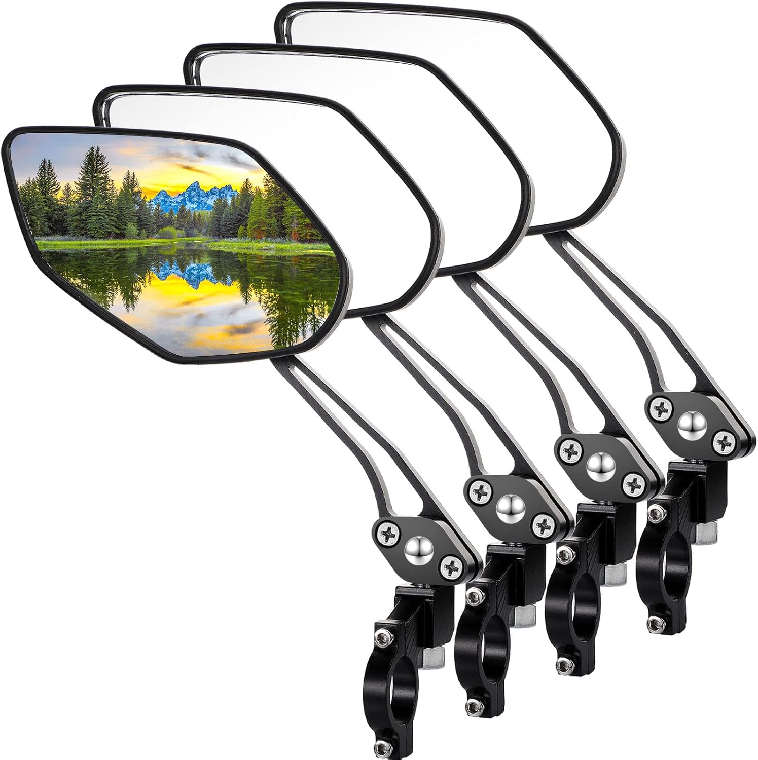 4 Pieces Bike Mirrors Set Big View Bike Rear View Mirror