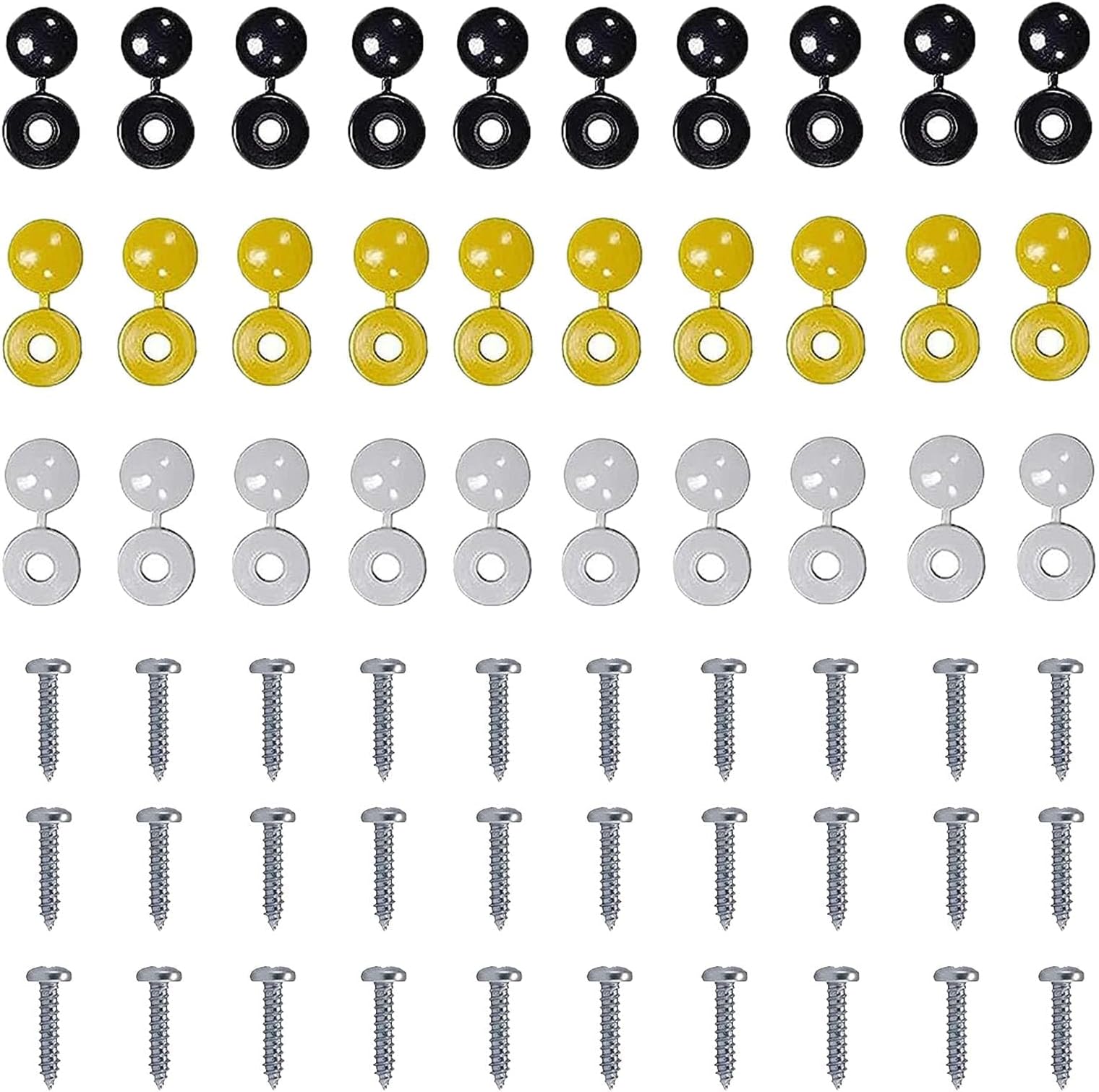 6 Pk Caps & Screws Car Number Plate Fixing Fitting Kit Amazon.co.uk