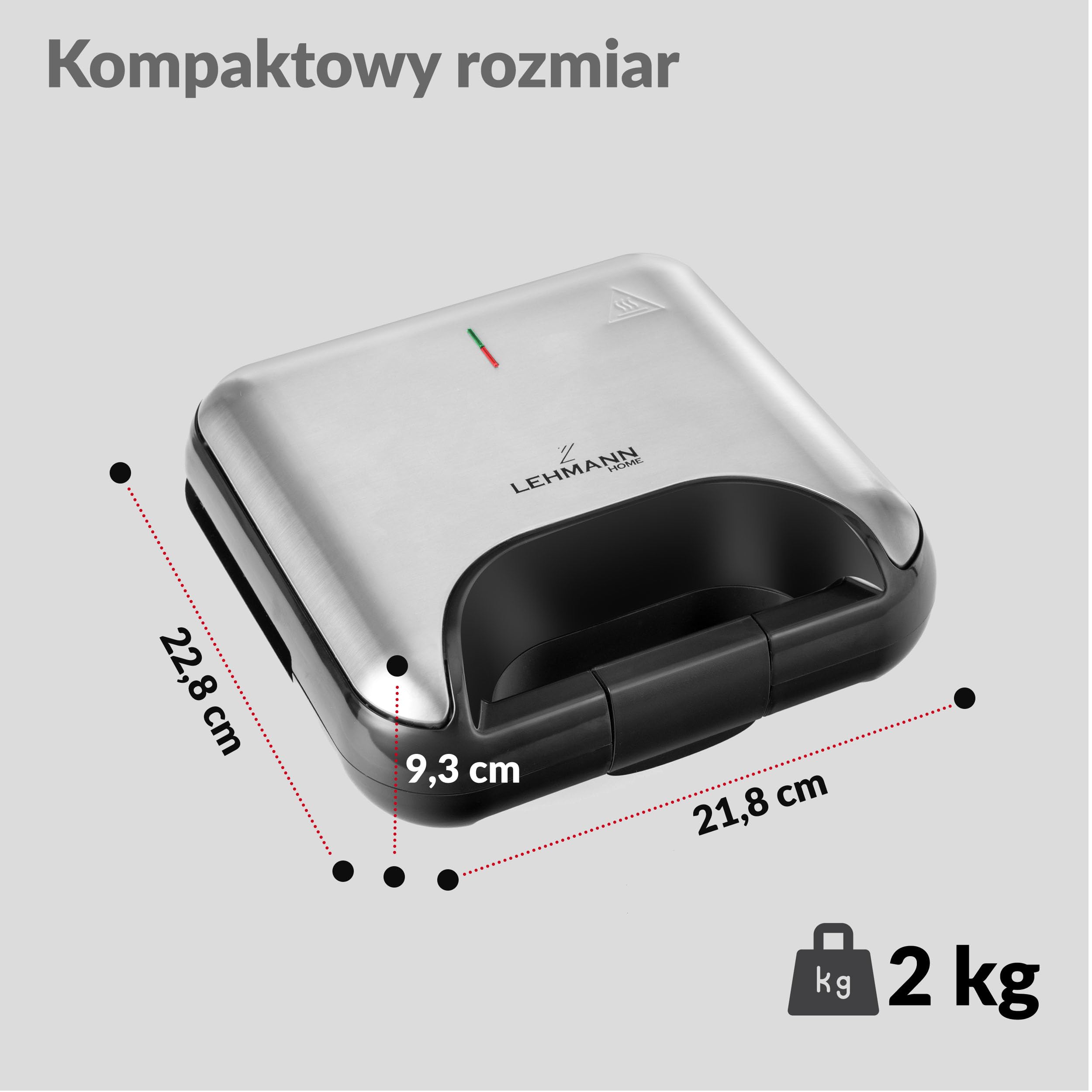 LEHMANN Opiekacz do kanapek 3 w 1, wielofunkcyjne urządzenie z wymiennymi płytkami – gofrownica, grill kontaktowy, opiekacz do kanapek, nieprzywierająca, szybkie przygotowanie kanapek, gofrów, panini