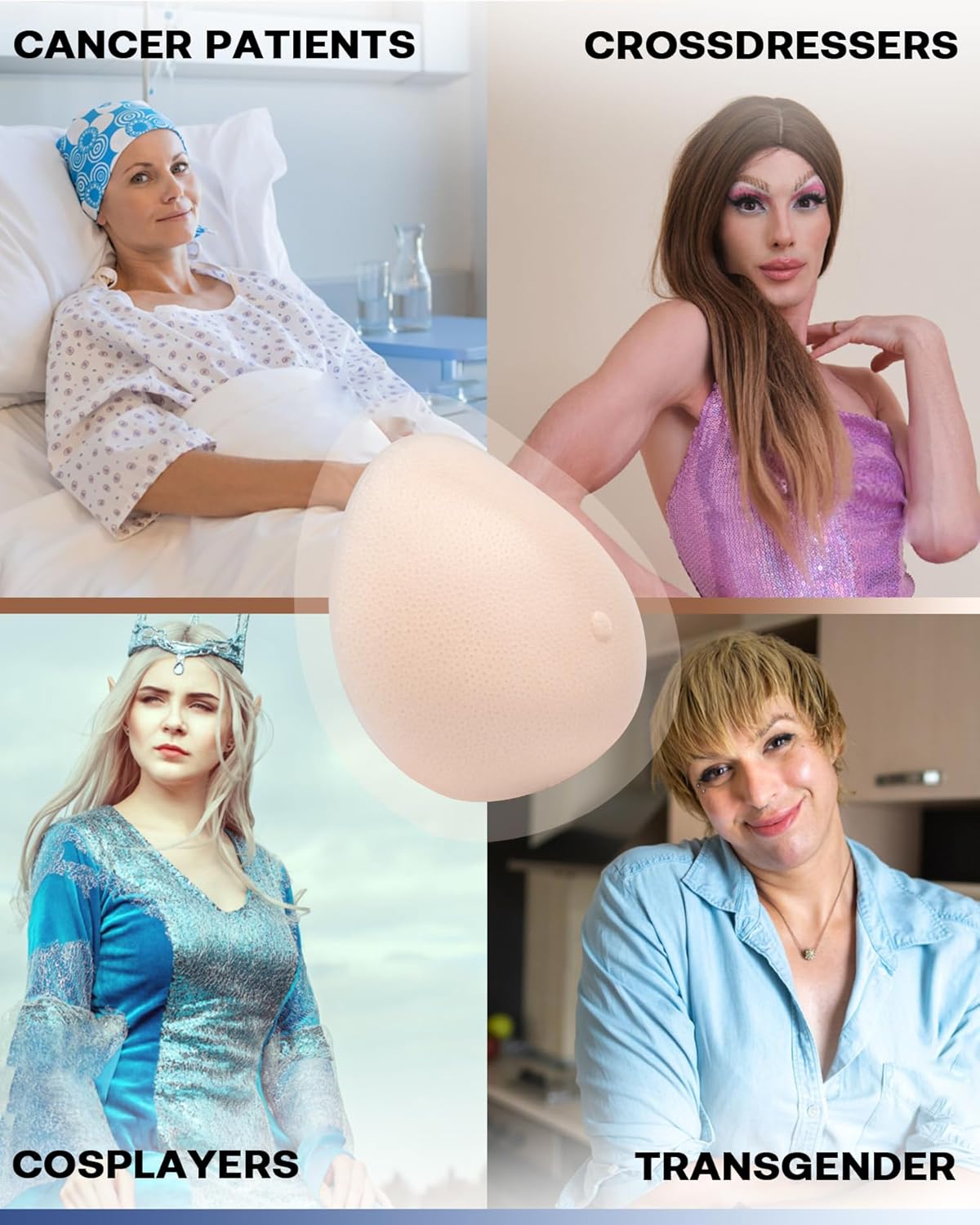 Super light Silicone Breast Forms, Fake Boobs Breast Prosthetic for Mastectomy Crossdressers, bra inserts for A B C Cup