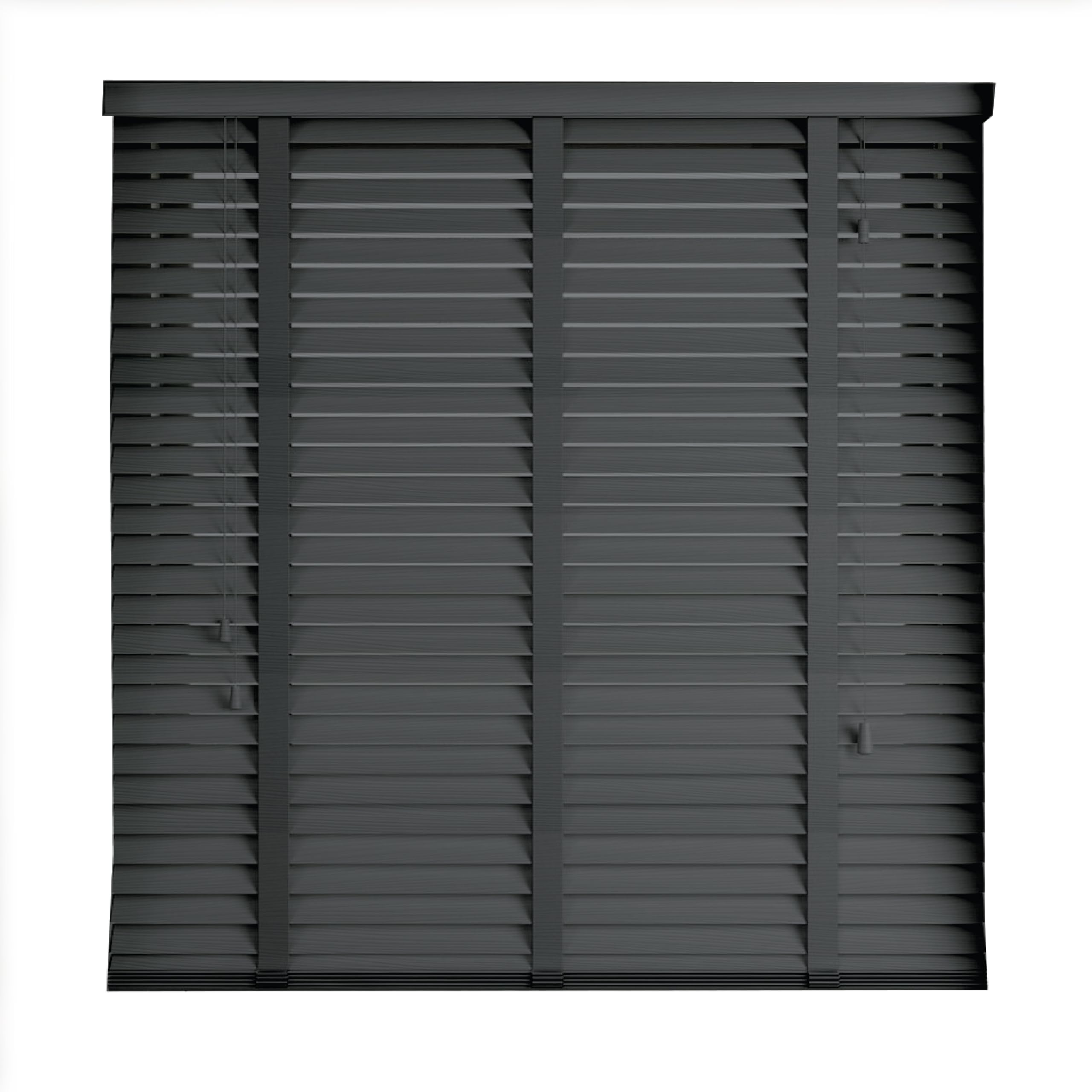 Ev Dekor Charcoal Made To Measure Faux Wood Venetian Blinds – 50Mm Horizontal Slats With Tape Easy Fit Child Safe Window Blinds For Home Office (, W120cm X L150cm)