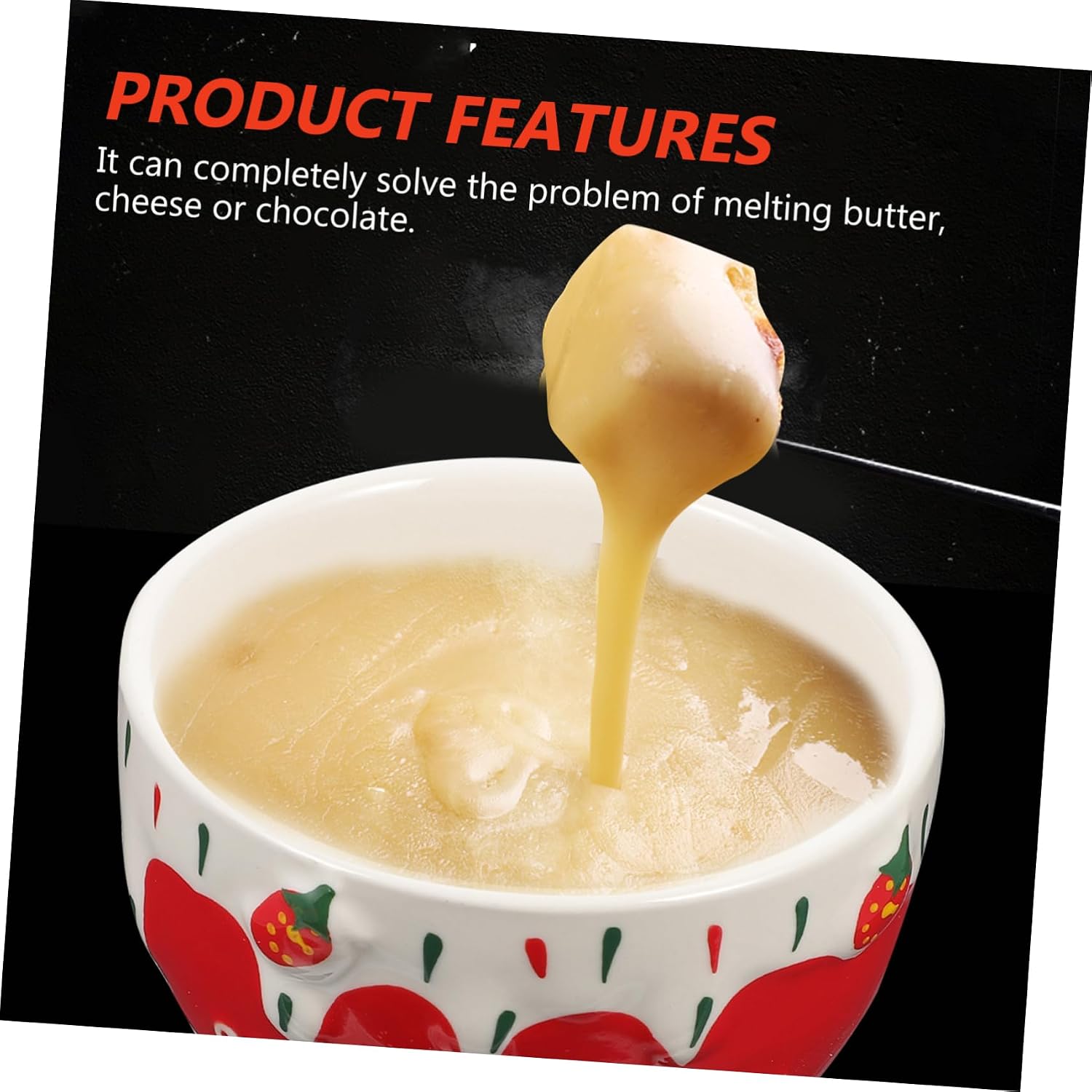 Cabilock 1Set Ceramic Chocolate Melting Pot Cheese Fondue for Dipping Butter Warmer Desserts for Parties Gatherings Elegant Design for Home Use