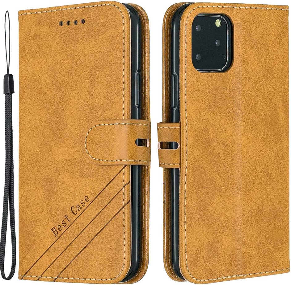 ISADENSER Galaxy A71 Wallet Case Samsung A71 Case, Premium PU Leather Folio Flip Cover Vogue Business with Kickstand and Credit Slots Wallet Phone Case for Samsung Galaxy A71 Retro Yellow HX