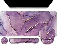 Vista 12 de iCasso - Alfombrilla de mouse, juego grande de alfombrillas de escritorio rosa, 4 en 1 XXL, alfombrilla de mouse + reposamuñecas para teclado +