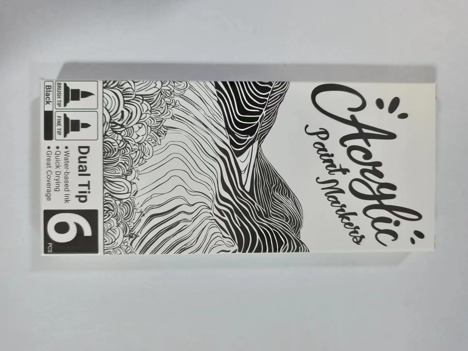 AKARUED Black Acrylic Paint Marker 6 Pack black paint pen