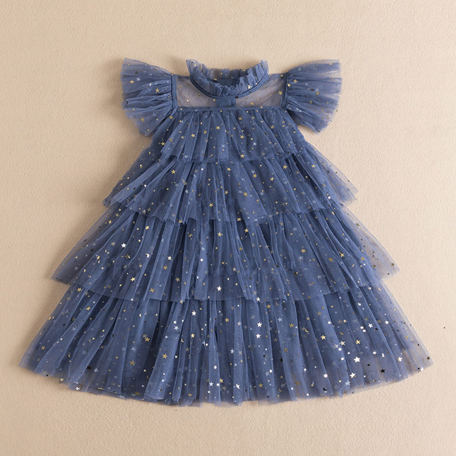 open lace back dress Tha Designs Girls’ Silver Feathered Party Dress 2 / 3 / Silver