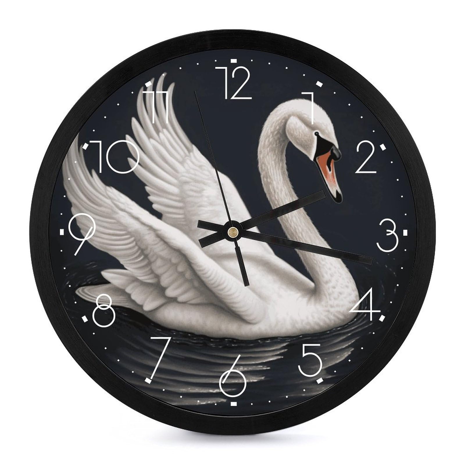 Horloge murale numérique cygne blanc grande taille décorative pour salon