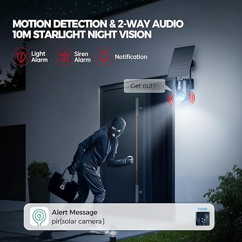 Miniatura 5 de Cámaras de seguridad solares inalámbricas para exteriores, visión 2K de 360 con energía solar, WiFi 3MP, cámara de seguridad para seguridad en el