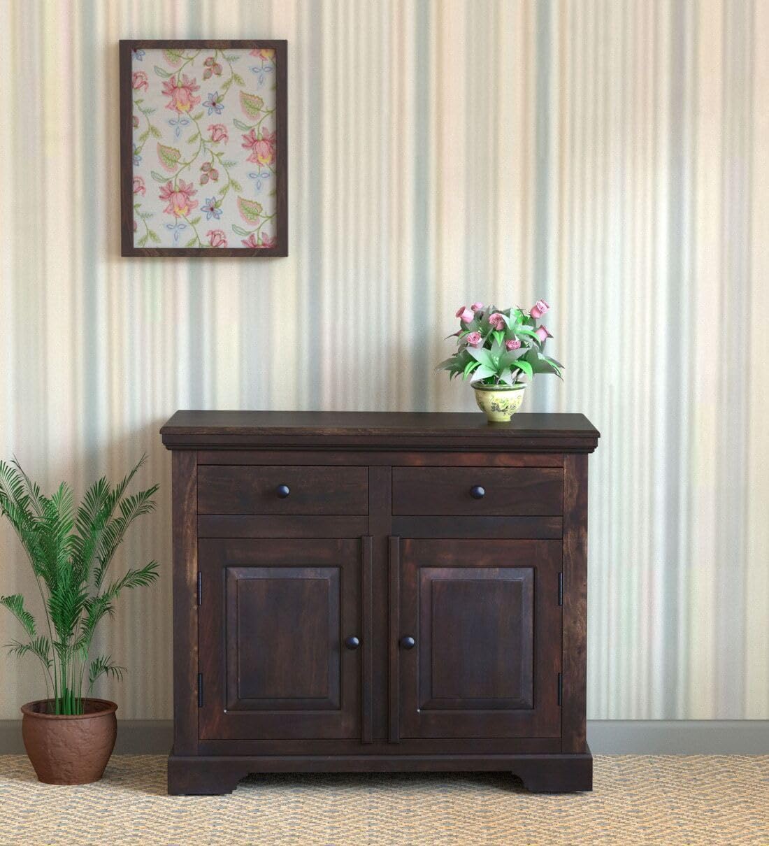 UNITEK FURNITURE Sheesham (Rosewood) Cabinet | 4 Self and 2 Drawer Solid Wood Sideboard (Finish Color - Walnut Finish) Cabinet |-image-12