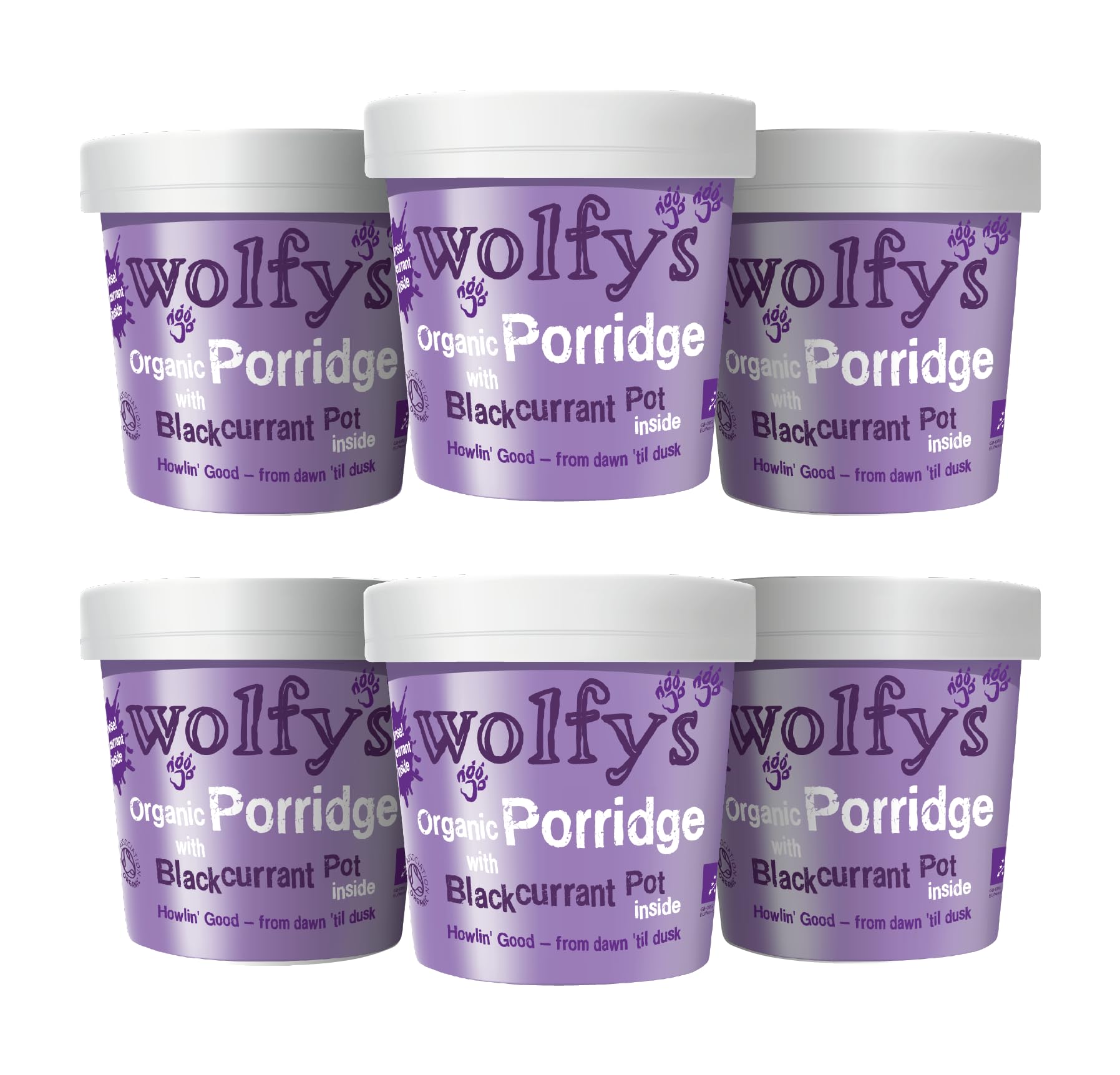 Wolfys Wolfy's Organic Porridge with Blackcurrant Jam (90g) (Packof 6)