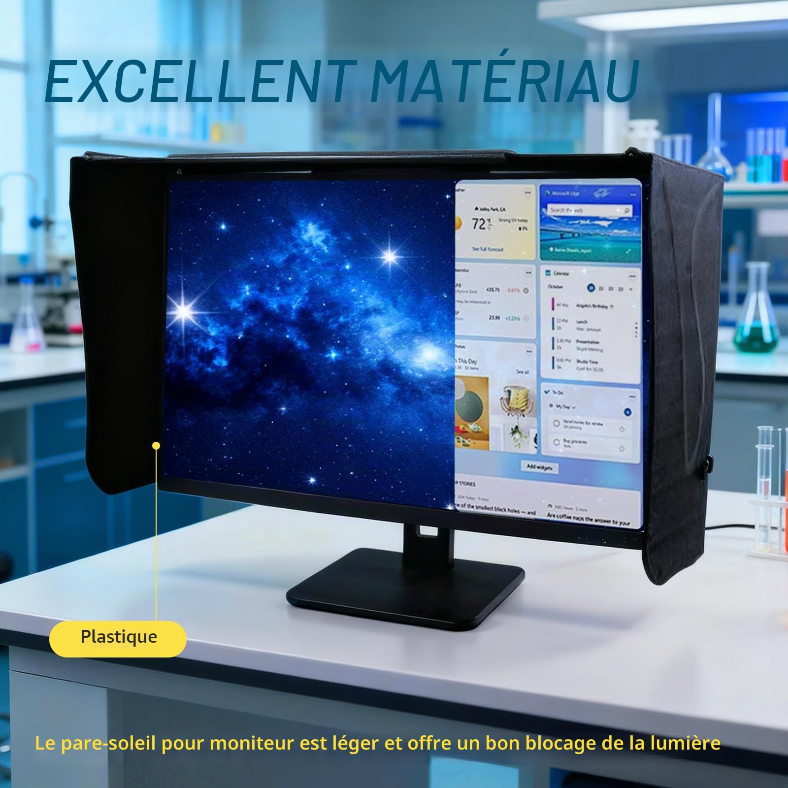 Pare-Soleil pour écran, Capot de Moniteur réglable et Pliable, 41 à 71 cm | pare-soleil réglable pour ordinateur portable, tente pour écran de 17 à 27 pouces, cadre extérieur, protection contre la