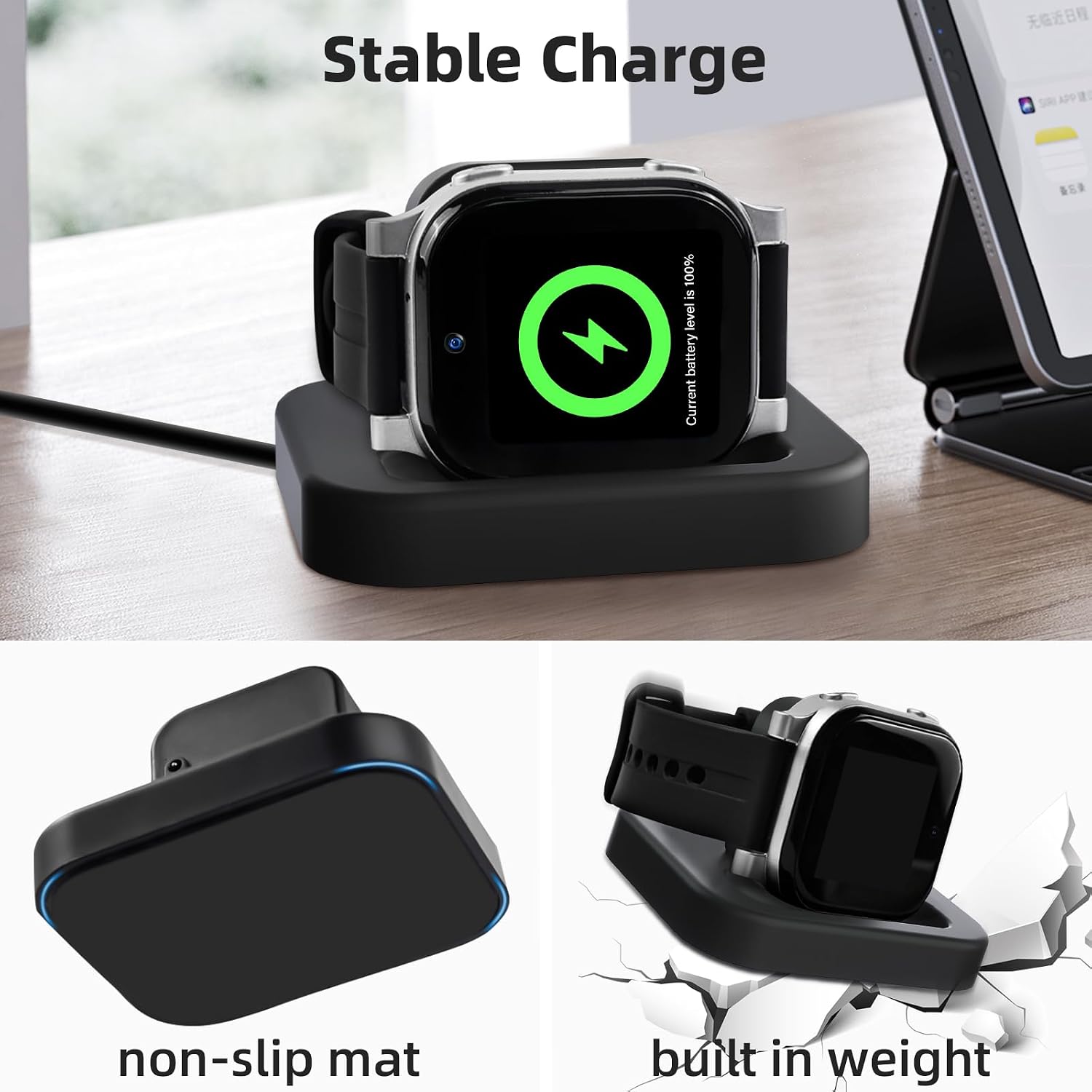 Charger Dock Compatible with AT&T Amigo Jr Watch, Magnetic Charger Stand with Charging Cable, Accessories for Amigo Jr Watch (Black-1)