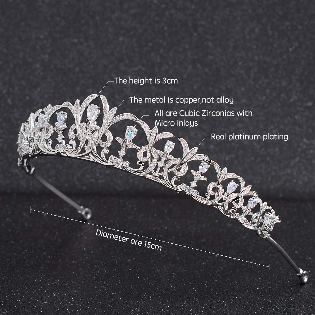 Zirkonia CZ Hochzeit Brautschmuck Tiara Krone Diadem Frauen Haar-Accessoires Schmuck