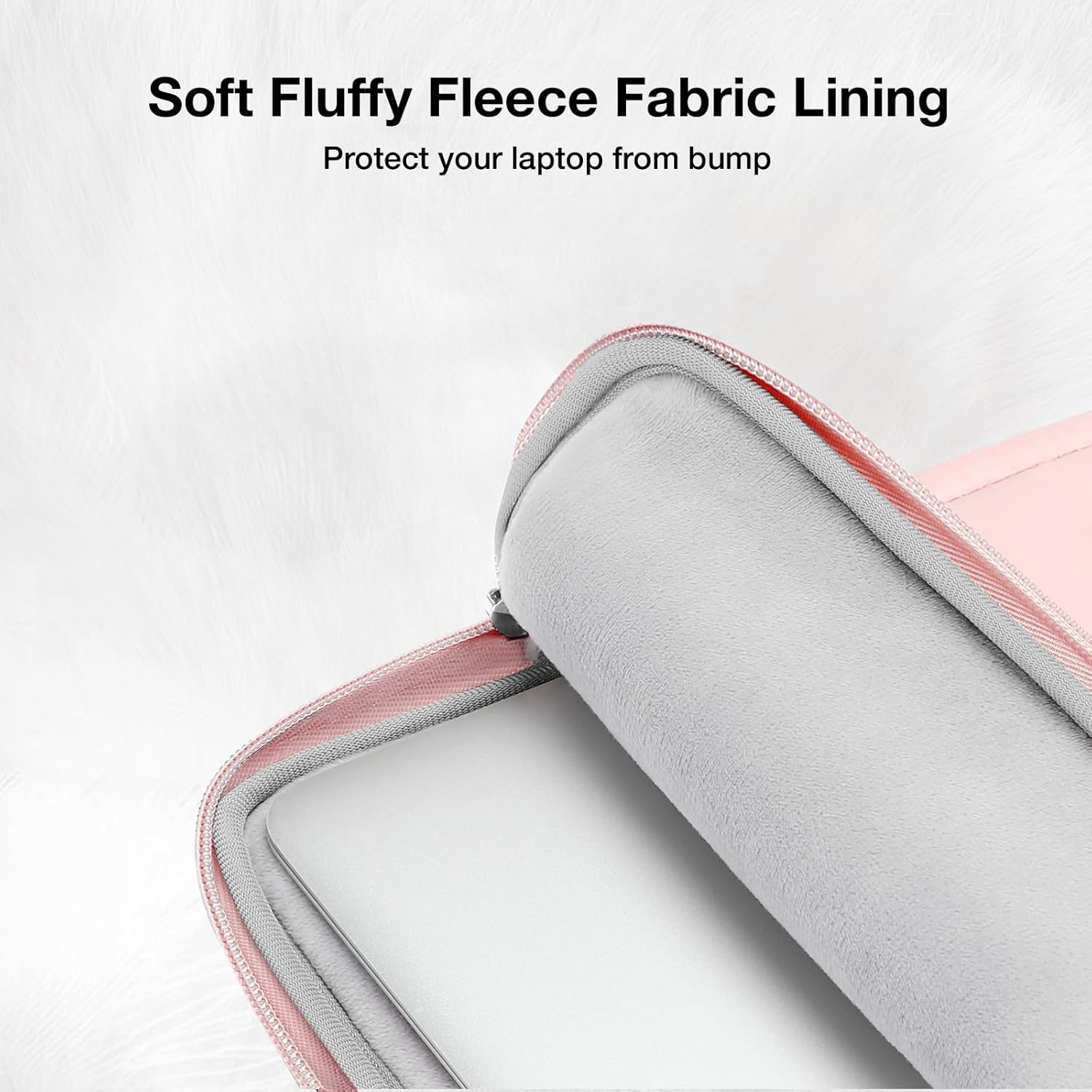 MOSISO Laptop Case 13.3 inch, 13-13.3 inch Puffy Laptop Sleeve Compatible with MacBook Air 13 13.6/Pro 13/Pro 14, HP Dell ASUS Lenovo, Rectangle Quilted Puffer Computer Bag for Women, Pink - Image 3